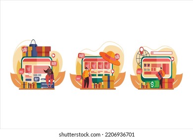 Selling Items Online Flat Design