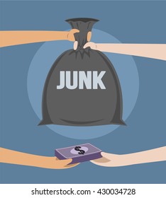 selling junk, trading vector concept for recycling art illustration