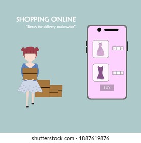Selling products online, big discount ,, selling products online, shopping via internet, Online shopping store on website and mobile phone design, Vector illustration. Delivery, parcel delivery
