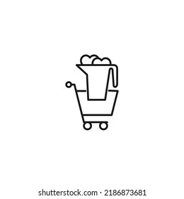 Selling, purchase, shopping concept. Vector sign suitable for web sites, stores, shops, articles, books. Editable stroke. Line icon of heart in vase in shopping cart 