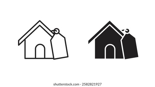 Selling or rent home filled and outlined icons vectors on white background