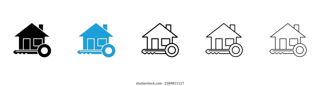 Selling or rent home icons collection vectors in black and blue