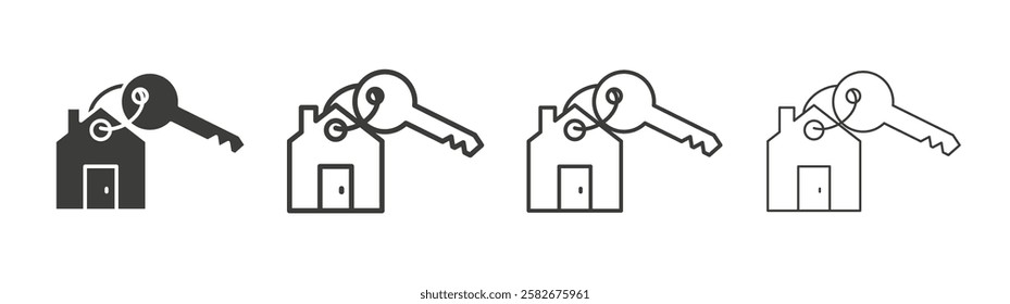 Selling or rent home icons set vectors graphic designs