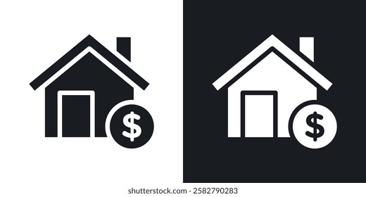 Selling or rent home icons set vectors black and colored style