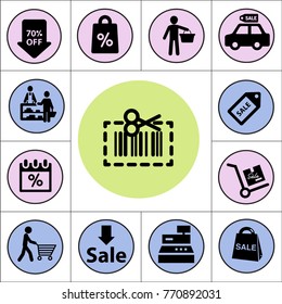 Selling sale isolated flat vector icons set