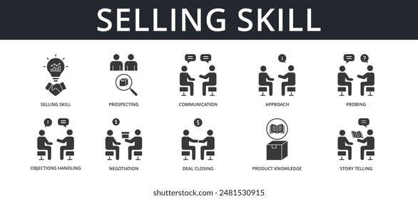 Selling Skills Icon Set Collection