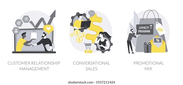 Selling strategy abstract concept vector illustrations.