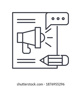 Textsymbol, lineare einzelne Illustration, dünne Linie, Webdesign-Zeichen, Umrisssymbol mit bearbeitbarem Strich auf weißem Hintergrund.