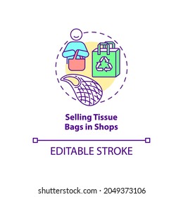 Selling tissue bags in shops concept icon. City solution abstract idea thin line illustration. Sustainable packaging. Recycled materials. Vector isolated outline color drawing. Editable stroke