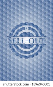 Sell-out blue emblem with geometric pattern. Vector Illustration. Detailed.