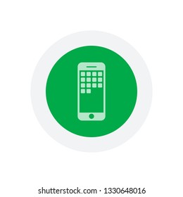 Sellphone icon. Icon in colored circle with gray bold border. Web button, modern flat design