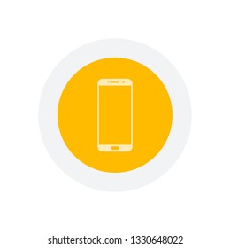 Sellphone icon. Icon in colored circle with gray bold border. Web button, modern flat design