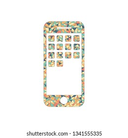 Sellphone icon. Colored mosaic with polygons