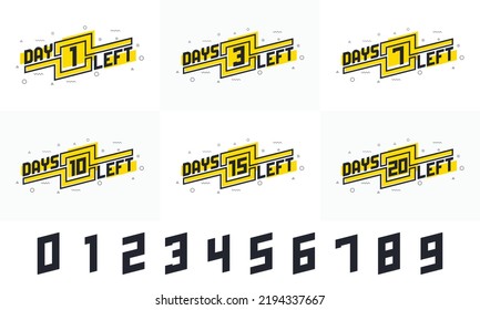 Sells promotional design bundle. 1, 3, 7, 10, 15, 20 days left countdown design set.