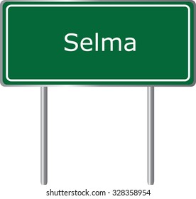 Selma , California, Road Sign Green Vector Illustration, Road Table, USA City