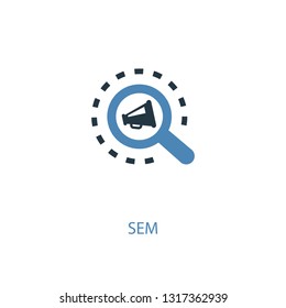 SEM concept 2 colored icon. Simple blue element illustration. SEM concept symbol design. Can be used for web and mobile UI/UX