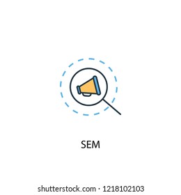 SEM concept 2 colored line icon. Simple yellow and blue element illustration. SEM concept outline symbol design