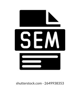Sem Glyph Icon. File Document icon abbreviation for Paid Marketing in search engines