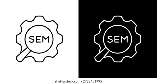 Sem icon black and white outline.