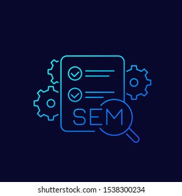 SEM icon, search engine marketing concept, linear