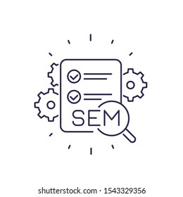SEM icon, search engine marketing concept, line design