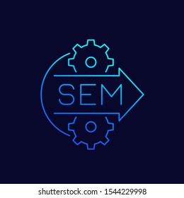 SEM icon a search engine marketing in linear style