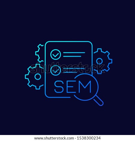 SEM icon, search engine marketing concept, linear