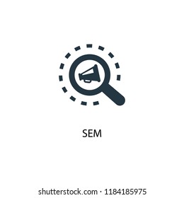 Icono SEM. Ilustración de elemento simple. Diseño de símbolos de concepto SEM. Se puede usar para web y móvil.