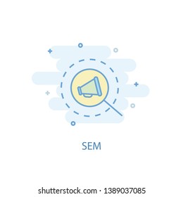 SEM line concept. Simple line icon, colored illustration. SEM symbol flat design. Can be used for UI/UX