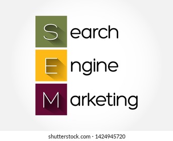SEM - Search Engine Marketing acronym, business concept background