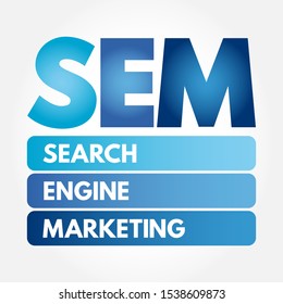 SEM - Search Engine Marketing acronym, business concept background