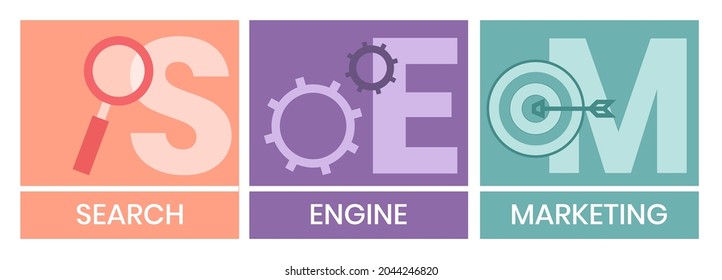 SEM - Search Engine Marketing acronym, business concept on blackboard