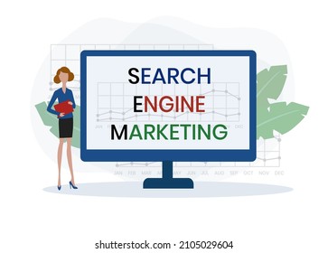 SEM - Search Engine Marketing acronym, business concept on blackboard