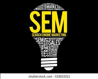 SEM (Search Engine Marketing)-Bullenwortkollektion, Business-Concept-Hintergrund