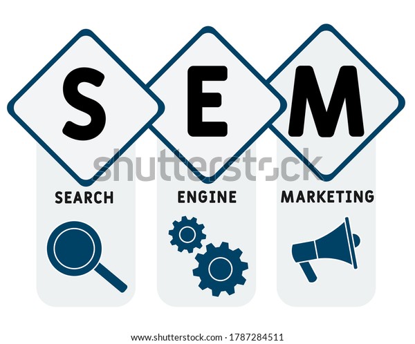 SEM - Search Engine Marketing. business concept.\
Vector infographic illustration  for presentations, sites, reports,\
banners
