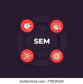 SEM, search engine marketing vector infographics
