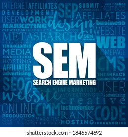 SEM - Search Engine Marketing word cloud, business concept background