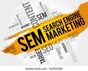 SEM - Search Engine Marketing word cloud, business concept