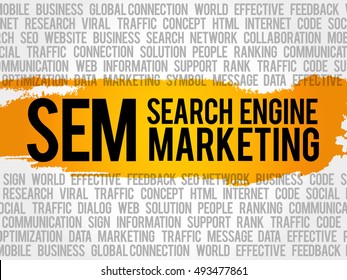 SEM (Search Engine Marketing) word cloud collage, business concept background