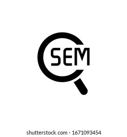 Sem vector icon in black solid flat design icon isolated on white background