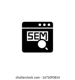Sem vector icon in black solid flat design icon isolated on white background