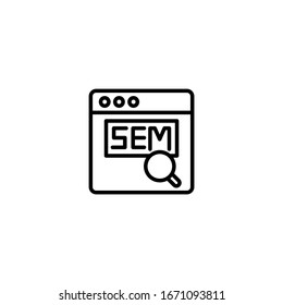 Sem vector icon in linear, outline icon isolated on white background