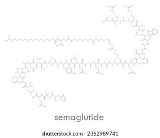 Estructura semilutista. Molécula del fármaco agonista GLP-1. Se utiliza en el tratamiento de la diabetes de tipo 2 y para ayudar a perder peso