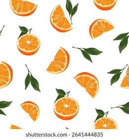 Semaless orange pattern for packages. Oranges vector pattern.