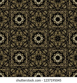 Semaless ornamental vector golden texture on dark background