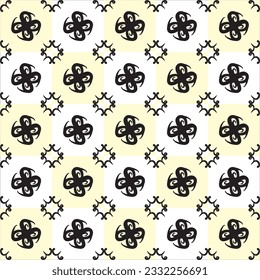 Semaless Patern Ornamental Shape Vector flower bud. Tile repeat floral line art. Endless flat retro cloth background.