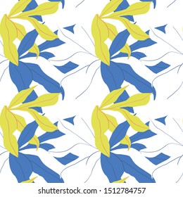 Semaless pattern with colorful abstract leaves