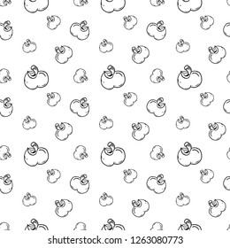 Semaless pattern Handdrawn doodle apple icon. Hand drawn black sketch. Sign symbol. Decoration element. White background. Isolated. Flat design. Vector illustration.