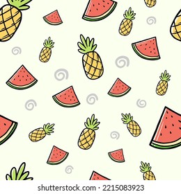 Gänseblümchen und Ananas, handgezeichnet 
