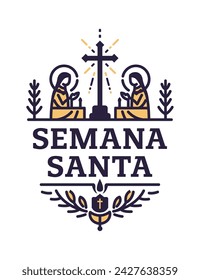 Semana Santa, Holy Week Lent spanish text vector, Latin religious tradition